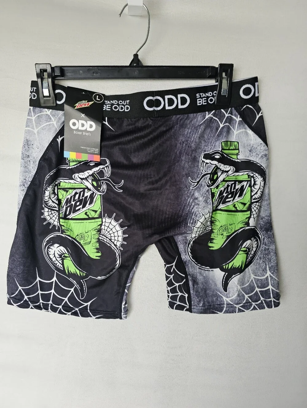 Mtn Dew x ODD Sox Boxer Briefs Size L New With Tags Snake Graphic